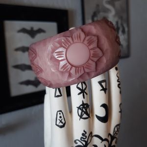 Vintage Mauve Carved Celluloid Bangle Bracelet